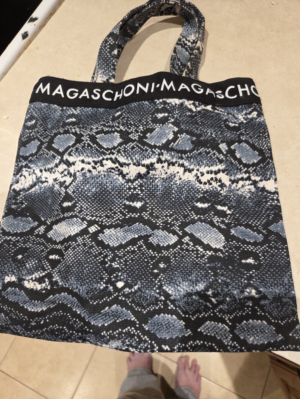 Magaschoni Blue Snake-Print Tote Bag NWOT
